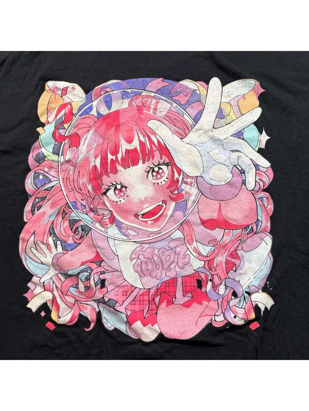 Anime Space Girl Back Graphic T-Shirt Black XL Gildan Heavy Cotton